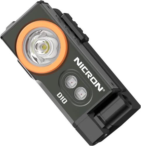 Vista 8 de NICRON Linternas recargables D10, mini linterna EDC de 500 lúmenes altos con imán de rotación de 360°, luces RGB y UV, IP54 impermeable, faro Naranja