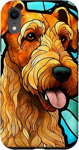 Vista 25 de Airedale Terrier Dog Stained Glass Case for iPhone 17