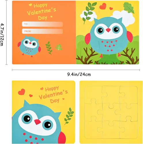 Vista 2 de Tarjetas de rompecabezas para el día de San Valentín para niños, paquete de 27 tarjetas de rompecabezas de animales con sobres y calcomanías a