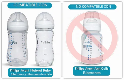Vista 3 de Kit de conversión de vasos para biberones naturales Philips Avent, 2 unidades, pezones de silicona de grado alimenticio y popote pesado, asas