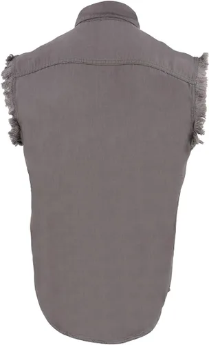 Vista 2 de Milwaukee Leather DM1002 Camisa vaquera ligera negra para hombre con corte deshilachado sin mangas