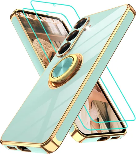 Vista 224 de Funda para Motorola Moto G 5G 2024: Funda Moto G Play 5G 2024 con 2 piezas de protectores de pantalla, soporte de anillo de rotación de 360°