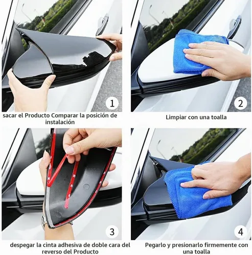 Vista 6 de Cubierta de espejo retrovisor lateral de cuerno de buey para automóvil, protector de espejo retrovisor, cubiertas de decoración, accesorios