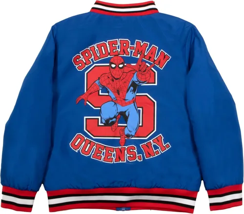 Vista 2 de Marvel Spider-Man Queens NY - Chaqueta de bombardero para niños, chaqueta universitaria con cremallera para niños y niños pequeños