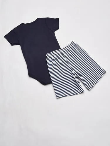 Vista 3 de Hudson Baby - Conjunto unisex de body, pantalones cortos de algodón y zapatos para bebé