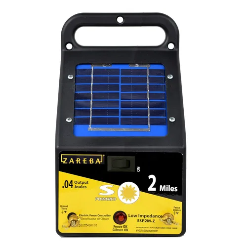 Vista 2 de Zareba ESP2M-Z - Cargador eléctrico de baja impedancia con energía solar, 2 millas de energía eléctrica para cerca, contiene animales y mantiene