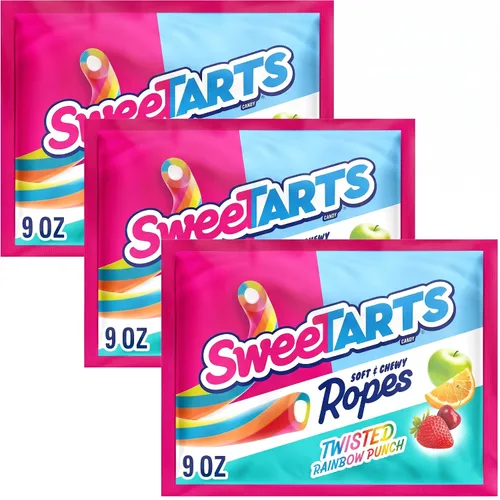 Vista 13 de SweeTARTS Soft & Chewy Ropes Candy, sabor a fresa picante, bolsa de 9 onzas