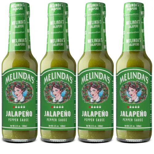 Vista 2 de Melinda's Salsa picante de jalapeño, salsa gourmet clásica de jalapeño verde, perfecta para tacos, burritos, enchiladas y más, picante y picante