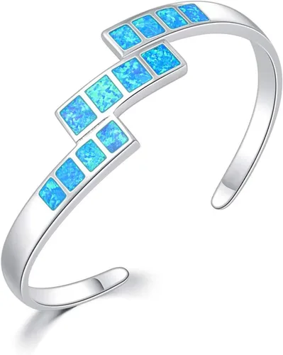 Vista 13 de CiNily Pulsera de ópalo para mujer, chapada en oro, hipoalergénica, con piedras preciosas abiertas