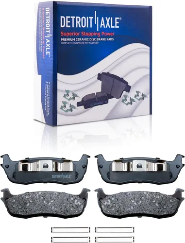 Vista 3 de Detroit Axle - Pastillas de freno para Ford F-150 99-03, 02 Lincoln Blackwood, Pastillas de freno de cerámica delanteras y traseras con repuesto