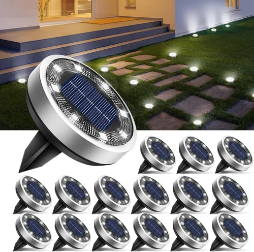 Vista 11 de Btfarm Paquete de 16 luces solares impermeables para exteriores, 8 luces LED solares para suelo