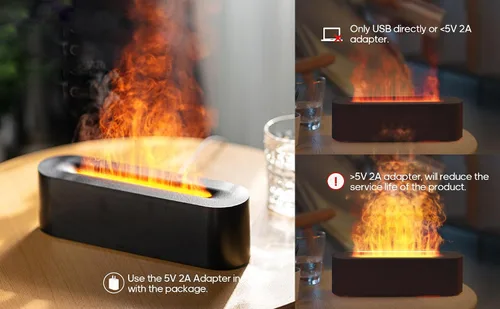 Vista 6 de Difusores de aceite esencial, humidificador de chimenea de vapor de agua colorido de llama para aromaterapia, terapia de aroma, habitación