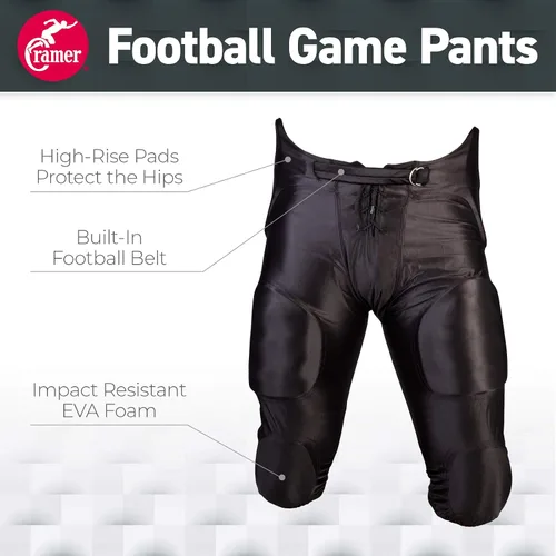 Vista 2 de Cramer Pantalón de Fútbol Americano Juvenil, Pantalones de Fútbol Americano de 7 Almohadillas con Protección de Cadera, Coxis, Muslo y Rodilla