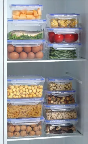 Vista 4 de Recipientes de almacenamiento de alimentos de 8 piezas con tapas, recipiente rectangular de preparación de comidas, no tóxico, sin BPA con 4