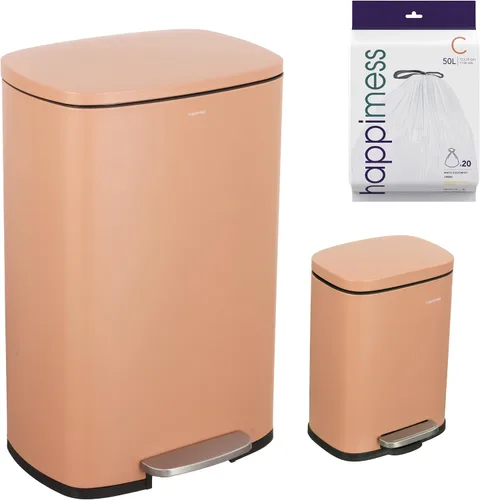 Vista 17 de happimess Connor - Bote de basura de acero inoxidable, 2 piezas, color negro carbón 13.2 and 1.3 Gallons, Rectangular, Soft-Close Lid, Fingerprint