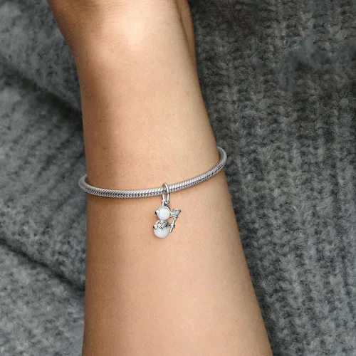 Vista 4 de Bellestory - Abalorio de Navidad de plata de ley con cuentas de cristal, regalo para mujer, pulsera europea, collar