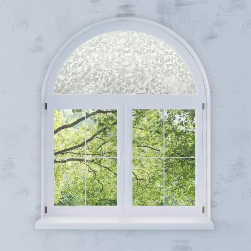 Vista 28 de película arqueada autoadhesiva para ventana Pantalla de película de ventana arqueada de privacidad precortada esmerilada