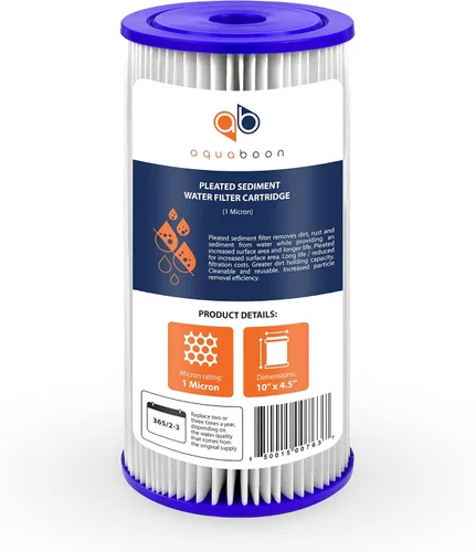 Vista 8 de Aquaboon Filtro de agua plisado de 1 micra de 10 x 4.5 pulgadas para reemplazo de filtro de agua de sedimentos para toda la casa, compatible