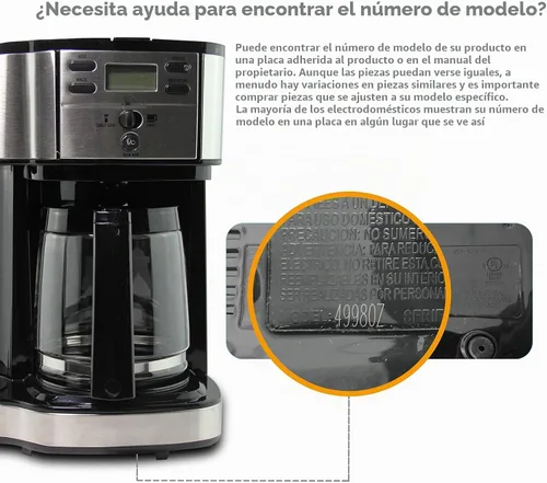Vista 6 de Repuesto de jarra de café de vidrio para 12 tazas para cafetera Hamilton