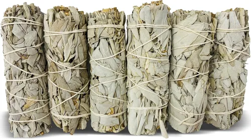 Vista 9 de Kit de manchas de salvia para la limpieza de energía negativa, hogar y creación de la energía de la felicidad, palitos de salvia con romero