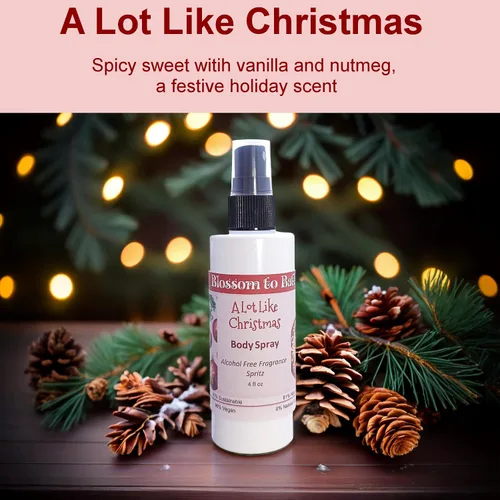 Vista 2 de Blossom to Bath A Lot Like Christmas Body Spray (4 onzas) - Fragancia sin ftalatos - Energiza la piel con un aroma dulce picante