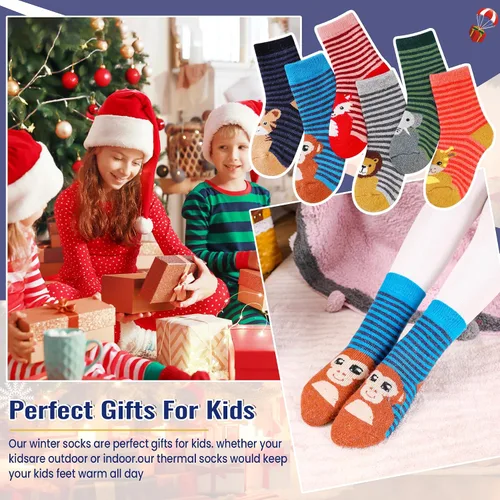 Vista 65 de Eocom 6 pares de calcetines de invierno cálidos de lana para niños y niñas