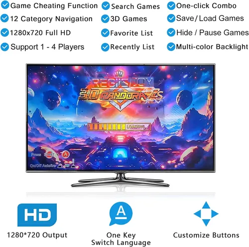 Vista 2 de RegiisJoy 32000 en 1 Pandoras Box 78S Retro Arcade Game Console, 4 Jugadores 3D Magical Modified Game, Search Save Delete Cheat Function, Lista
