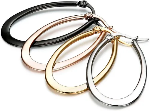 Vista 3 de Jstyle 4 Pairs a Set Stainless Steel Teardrop Hoop Earrings for Womens