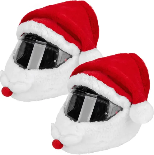 Vista 7 de Cubierta de casco de motocicleta de Papá Noel de Navidad, cubierta de casco de Natividad, accesorio de sombrero de Papá Noel de Navidad para hombres
