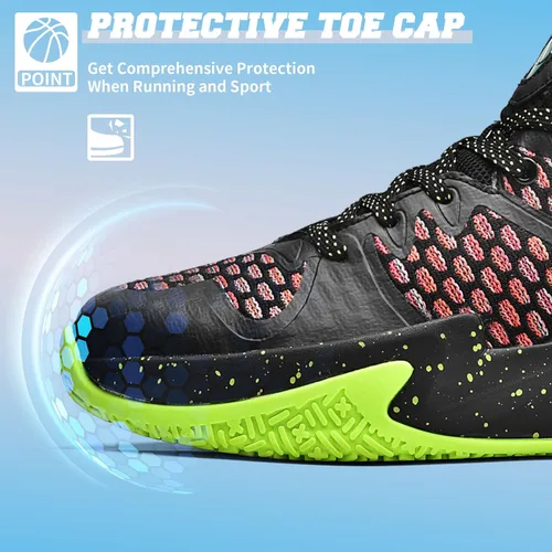 Vista 3 de ASHION Zapatos de baloncesto para hombre, tenis de baloncesto medios, antideslizantes, para entrenamiento con amortiguación al aire libre