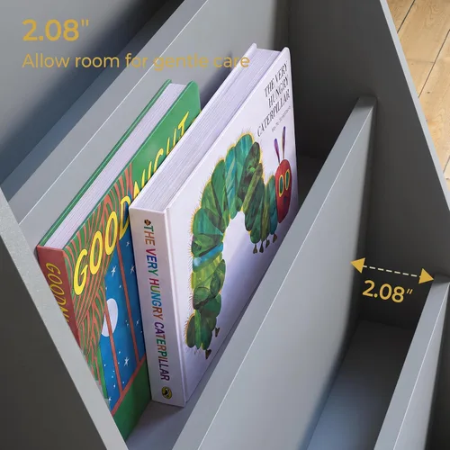 Vista 8 de Tatub Estantería de madera para niños de 4 niveles, color gris