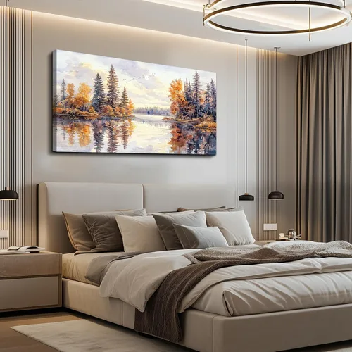 Vista 9 de PHAOHUAXM Pintura abstracta de paisaje de tinta pintura de arte de pared moderna impresión en lienzo natural paisaje arte imágenes de sala de estar