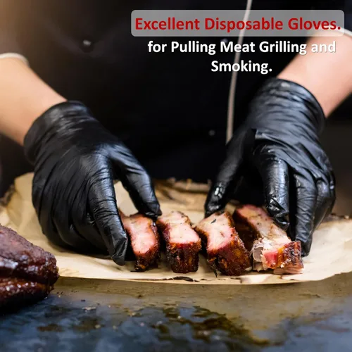 Vista 7 de Guantes para barbacoa, 2 forros de guantes de algodón y 50 desechables de nitrilo para cocinar, hornear, asar a la parrilla, forros de algodón