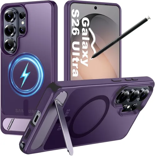 Vista 18 de Hualele - Funda magnética para Samsung Galaxy S24 Plus/S25 Plus con soporte de metal, [compatible con MagSafe]