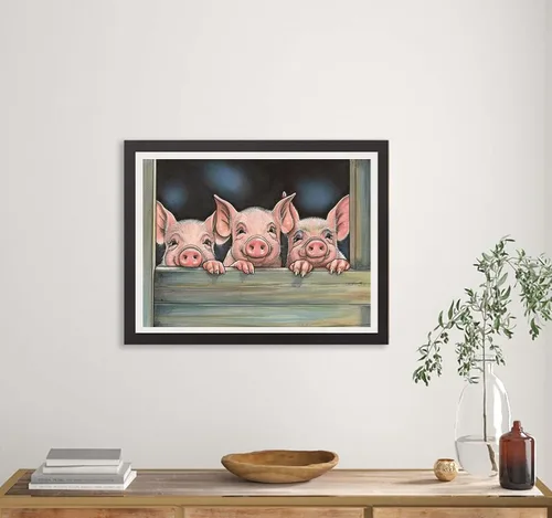 Vista 4 de Kaliosy Kits de arte de diamantes 5D para adultos, kits de cerdo por números, pintura de diamantes de animales para bricolaje, taladro completo