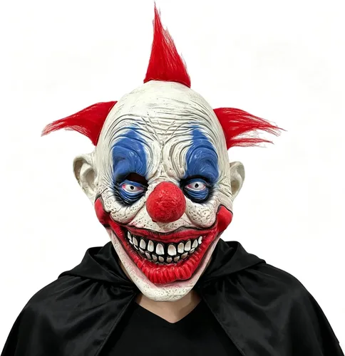Vista 7 de Máscara de payaso aterrador, máscara de látex para adultos para disfraz de cosplay Amarillo