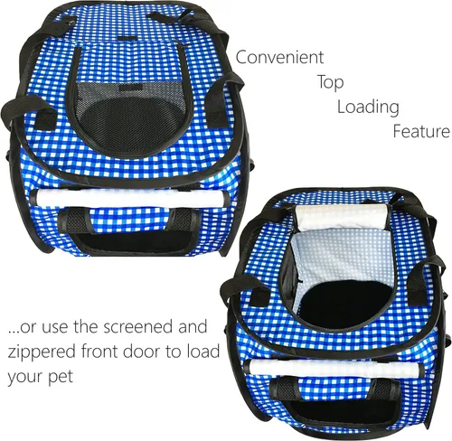 Vista 3 de Pet Fit For Life Jaula de gato plegable o portátil (24 x 16 x 15 pulgadas) tamaño mediano (24 x 16 x 15 pulgadas) y juguete de plumas para gatos