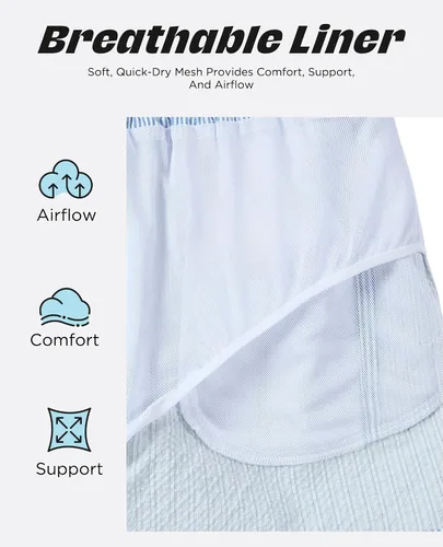 Vista 6 de Men's Swim Shorts Seersucker Swimming Trunks for Men Beach Shorts Quick Dry Bathing Suit 5"/7"/9" with Pockets