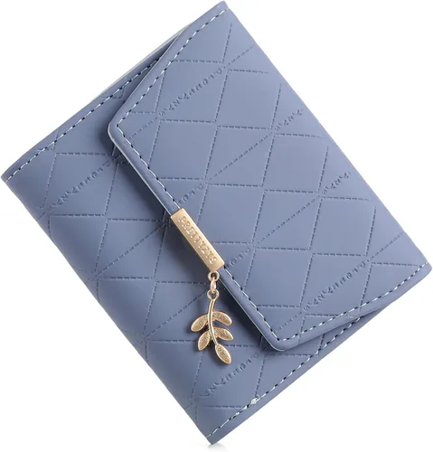 Vista 15 de RNIEGA Cartera pequeña de cuero para mujer, con bloqueo RFID, tarjetero compacto con cremallera y bolsillo para monedas con ventana de identificación