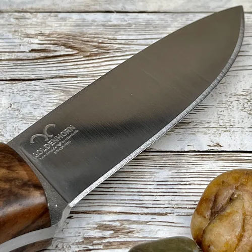 Vista 8 de Cuchillo de hoja fija hecho a mano para exteriores con funda, caza, bushcraft, cuchillo Bowie de autodefensa, cuchillo rastreador con mango