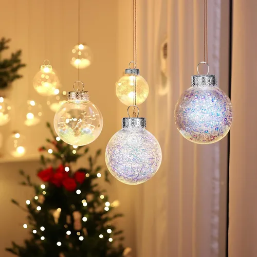 Vista 2 de 24 unidades - Adornos de bolas de Navidad de plástico transparente inastillable colgantes con bolas delicadas decorativas