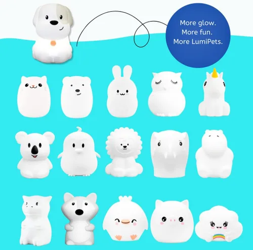 Vista 8 de Lumipets Pepper The Puppy Dog - Luz nocturna de silicona blanda para niños Bonita luz nocturna con control remoto y control táctil