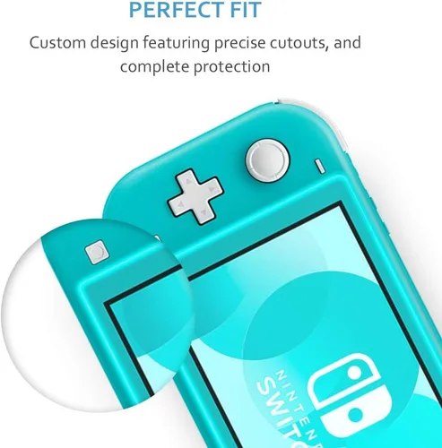 Vista 5 de TJS Nintendo Switch Lite - Protector de pantalla vidrio templado 2 piezas funciona mientras se acopla, 0.012in de grosor, sin burbujas, ultra