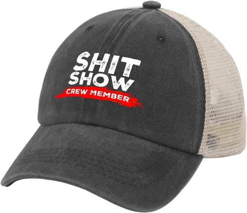 Vista 2 de Gorra de béisbol Shit Show Crew Member Gorra de béisbol para mujer Gorra de mezclilla gráfica ajustable