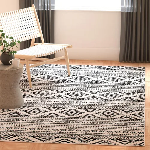 Vista 50 de SAFAVIEH Tapete decorativo de la colección Tulum de 2 x 3 pies, color negro y marfil, diseño tribal bohemio marroquí, no desprende pelo y es