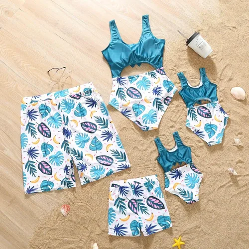 Vista 4 de Family Matching Swimsuit Set High Waisted Mommy and Me Swimsuit Two Piece V Neck Girls Bikini Bathing Suit