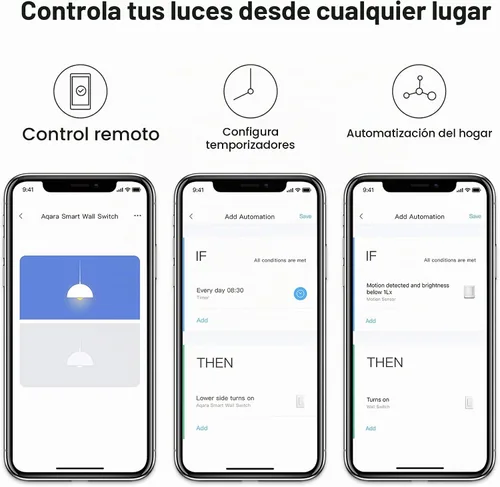 Vista 3 de Aqara Zigbee - Interruptor de luz inteligente (sin neutro, doble basculante)