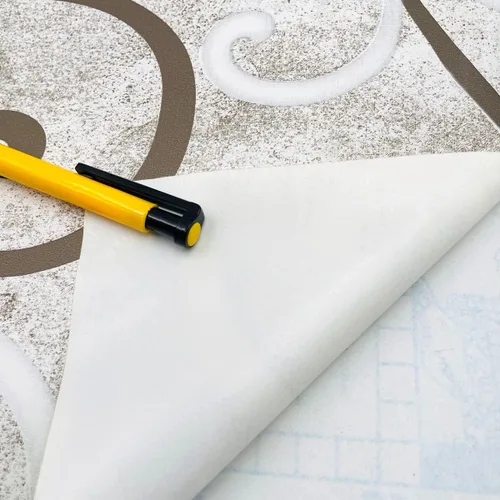 Vista 2 de Rollo de papel tapiz de 14.7 pies, color marrón y blanco, para decoración de pared, papel de vinilo autoadhesivo para cajones, estantes y encimeras