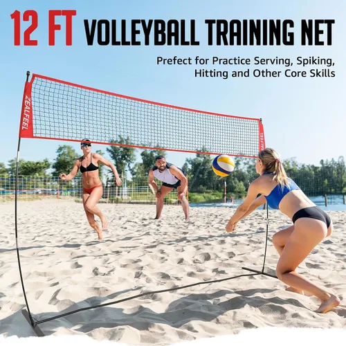 Vista 2 de ZEALFEEL Volleyball Net,12/20ft Portable Height-Adjustable Set for Backyard