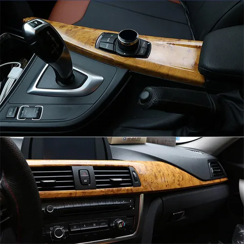 Vista 2 de Papel de contacto autoadhesivo con textura de vinilo de grano de madera de alto brillo, para decoración interior de automóvil, calcomanías